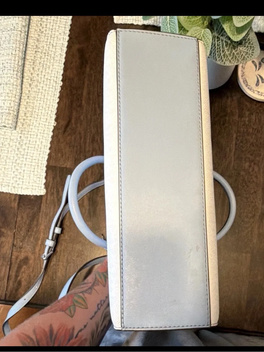 Michael Kors Pale Gray Signature Satchel with MK Charm